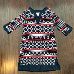 Charter Club Split 3/4 Sleeve and Hem Patriotic Stretch Sheath Dress Large